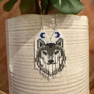 Beaded Wolf Earrings